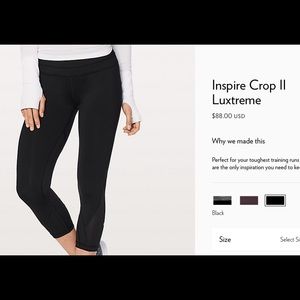 Lululemon Inspire Crop Luxtreme